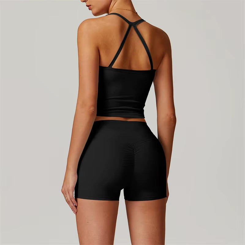 Nude Feel Yoga Set Sport Outfit for Woman Sportswear Two Piece Fitness Suit Flared Leggings Underwear Sets Workout Tracksuit