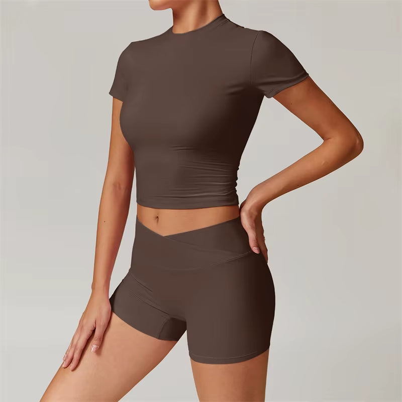 Nude Feel Yoga Set Sport Outfit for Woman Sportswear Two Piece Fitness Suit Flared Leggings Underwear Sets Workout Tracksuit